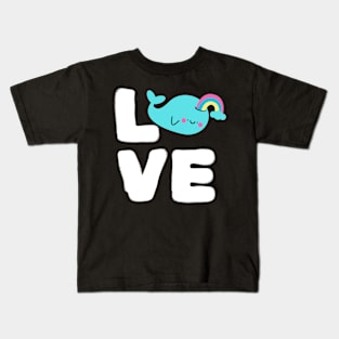 Love Rainbow Whale Kids T-Shirt